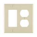 Product Image of 2-Gang Electrical Wall Plate, Combo, 1 Decora & 1 Duplex (Light Almond)