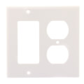Product Image of 2-Gang Electrical Wall Plate Combo, 1 Decora & 1 Duplex, GFCI (White)