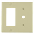 Product Image of 2-Gang Electrical Wall Plate Combo, 1 Decora & 1 Telephone/Cable (Ivory)