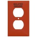 Product Image of 1-Gang Electrical Wall Plate, Nylon, Duplex, Engraved 'Isolated Ground' (Orange)