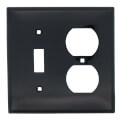 Product Image of 2-Gang Electrical Wall Plate, Nylon, Combo - Toggle Switch & Duplex (Black)