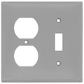 Product Image of 2-Gang Electrical Wall Plate, Nylon, Combo - Toggle Switch & Duplex (Grey)