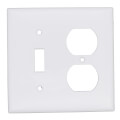 Product Image of 2-Gang Electrical Wall Plate, Nylon, Combo - Toggle Switch & Duplex (White)