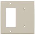 Product Image of 2-Gang Electrical Wall Plate Combo, 1 Blank & 1 Decora/GFCI, Strap Mount (Ivory)