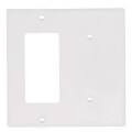 Product Image of 2-Gang Electrical Wall Plate Combo, 1 Blank & 1 Decora/GFCI, Strap Mount (White)