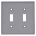 Product Image of 2-Gang Electrical Wall Plate, Nylon, Toggle Switch (Grey)