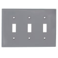 Product Image of 3-Gang Electrical Wall Plate, Nylon, Toggle Switch (Grey)