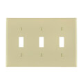 Product Image of 3-Gang Electrical Wall Plate, Nylon, Toggle Switch (Ivory)