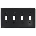 Product Image of 4-Gang Electrical Wall Plate, Nylon, Toggle Switch (Black)