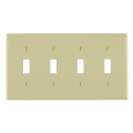 Product Image of 4-Gang Electrical Wall Plate, Nylon, Toggle Switch (Ivory)