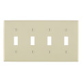 Product Image of 4-Gang Electrical Wall Plate, Nylon, Toggle Switch (Light Almond)