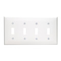 Product Image of 4-Gang Electrical Wall Plate, Nylon, Toggle Switch (White)