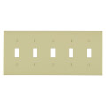 Product Image of 5-Gang Electrical Wall Plate, Nylon, Toggle Switch (Ivory)