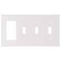 Product Image of 4-Gang Electrical Wall Plate, Combo, Nylon, 3 Toggle & 1 Decora (White)