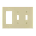 Product Image of 3-Gang Electrical Wall Plate, Combo, Nylon, 2 Toggle & 1 Decora (Ivory)