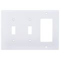 Product Image of 3-Gang Electrical Wall Plate, Combo, Nylon, 2 Toggle & 1 Decora (White)
