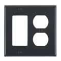 Product Image of 2-Gang Electrical Wall Plate, Combo, Duplex/Decora (Black)
