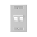 Product Image of Angled Single-Gang Quickport, Wallplate w/ ID Windows, 2-port (White)