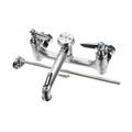Product Image of 8" Service Sink Faucet, Wall Mount, Built-in Stops, Vr Handle Screws, Chrome, B-0665-BSTP-VRS