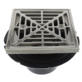 Product Image of PVC Square Shower Pan Drain w/ Polished Stainless Steel Ring & Strainer