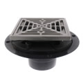 Product Image of PVC Square Shower Pan Drain w/ Matte Stainless Steel Ring & Strainer