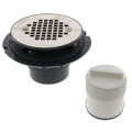 Product Image of PVC Shower Pan Drain w/ DoubleDuty Test Plug, Screw-On Stainless Steel Strainer, w/ Rim