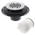 Product Image of PVC Shower Pan Drain w/ DoubleDuty Test Plug, Snap-In Stainless Steel Strainer, No Rim