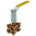 Product Image of 1/2" FNPT 3-Piece Ball Valve w/ Stainless Steel Vented Ball & 2-1/4" Stem