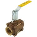 Product Image of 1-1/2" FNPT 3-Piece Ball Valve w/ Stainless Steel Vented Ball & 2-1/4" Stem