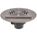 Product Image of PVC Halo Shower Drain w/ Matte Stainless Steel Ring & Strainer - Square Pattern