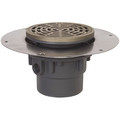 Product Image of 3" x 4" PVC Halo Adjustable Floor Drain w/ Ductile Iron Deck Flange, Round Nickel Bronze Strainer (Hub)