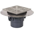 Product Image of PVC Halo Shower Drain w/ Matte Stainless Steel Ring & Strainer - Square Pattern