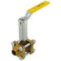 Product Image of 3/8" Solder 3-Piece Ball Valve w/ Stainless Steel Vented Ball & 2-1/4" Stem