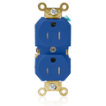 Product Image of Duplex Receptacle Outlet, Extra  Tamper-Resistant, Smooth Face, 15A, 125V Back or Side Wire, NEMA 5-15R, 2-Pole, 3-Wire, Self-Grounding (Blue)