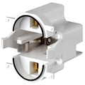 Product Image of Gx23 Base, 2-pin, Compact Fluorescent Lampholder, Vertical, Top Snap-in (Black) Color Code, Quick-connect 18awg Solid Or Str Tinned White Body