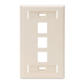 Product Image of Single-Gang Quickport, Wallplate w/ ID Windows, 3-port (Light Almond)