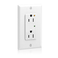 Product Image of Decora Plus SuRGe Protective Isolated Ground Duplex Receptacle Outlet,  15A, 125V Back or Side Wire, NEMA 5-15R, 2-Pole, 3-Wire - White