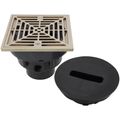 Product Image of 2" x 3" PVC FinishLine Adjustable Sch. 40 Hub Floor Drain, Nickel Bronze Strainer w/ 5-7/8" Square Top and Coring Plug