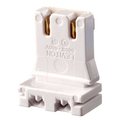 Product Image of Medium Base, Bi-pin, Standard Fluorescent Lampholder, Low Profile, Slide-on, Straight-in Double Edge, Quick-connect 18awg Solid Or Str Tinned (White)