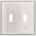 Product Image of 2-Gang Electrical Wall Plate, Non-Magnetic, Toggle Switch (Stainless Steel)