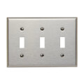 Product Image of 3-Gang Electrical Wall Plate, Non-Magnetic, Toggle Switch (Stainless Steel)