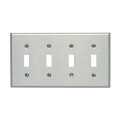 Product Image of 4-Gang Electrical Wall Plate, Non-Magnetic, Toggle Switch (Stainless Steel)