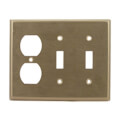 Product Image of 3-Gang Electrical Wall Plate, Combo, 2 Toggle Switch & 1 Duplex (Stainless Steel)