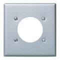 Product Image of 2-Gang 2.15" Dia. Device Receptacle Wall Plate, Flush Mount (Stainless Steel)