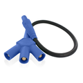 Product Image of 16 Series Cam-type Taper Nose Reverse "soft" 3-fer, Female Plug To Male/male/male Tri-tap, 24" Cable Length, 4/0, 400A Max (Blue)