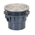 Product Image of 3" x 4" PVC On-Grade Schedule 40 Adjustable Floor Drain w/ Stainless Steel Strainer (Hub)