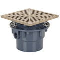 Product Image of 4" PVC On-Grade Schedule 40 Adjustable Square Floor Drain w/ Nickel Bronze Strainer (Hub)