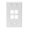 Product Image of Single-Gang Quickport, Wallplate w/ ID Windows, 4-port (White)