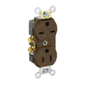 Product Image of Duplex Receptacle Outlet,  Dual Voltage, Indented Face, 15A, 125/250V Side Wire, NEMA 5-15R_6-15R, 2-Pole, 3-Wire, Self-Grounding (Brown)