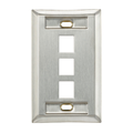 Product Image of Stainless Steel Quickport, Wallplate, Single-Gang, 3-port, w/ ID Windows